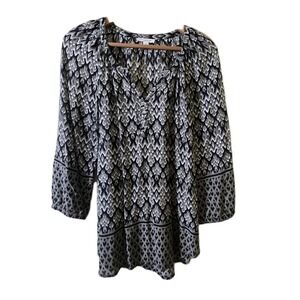 Beach Lunch Lounge Small Ikat Blouse Peasant Top Boho Festival Rayon